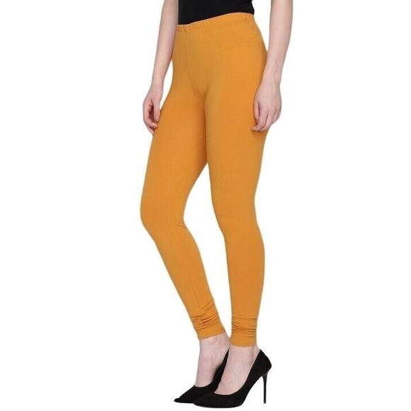 X-Plus Size Womens Buttery Soft Basic‎ Solid Leggings Mustard - Picture 3 of 4